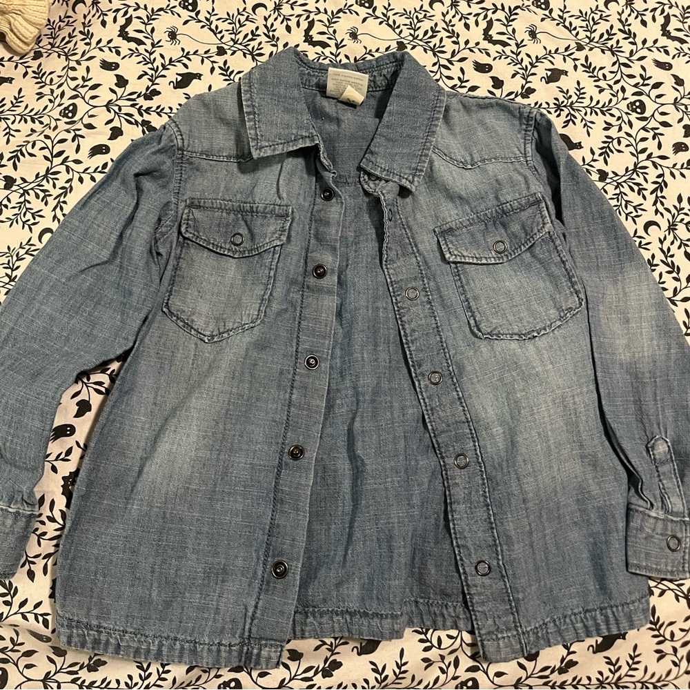 Kids Light Blue Denim Button-Down Shirt